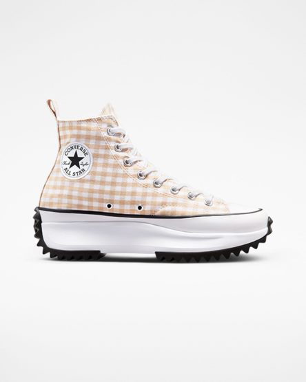 Women's Converse Run Star Hike Gingham High Top Platform Shoes Beige / White / Black | AU 96584Q